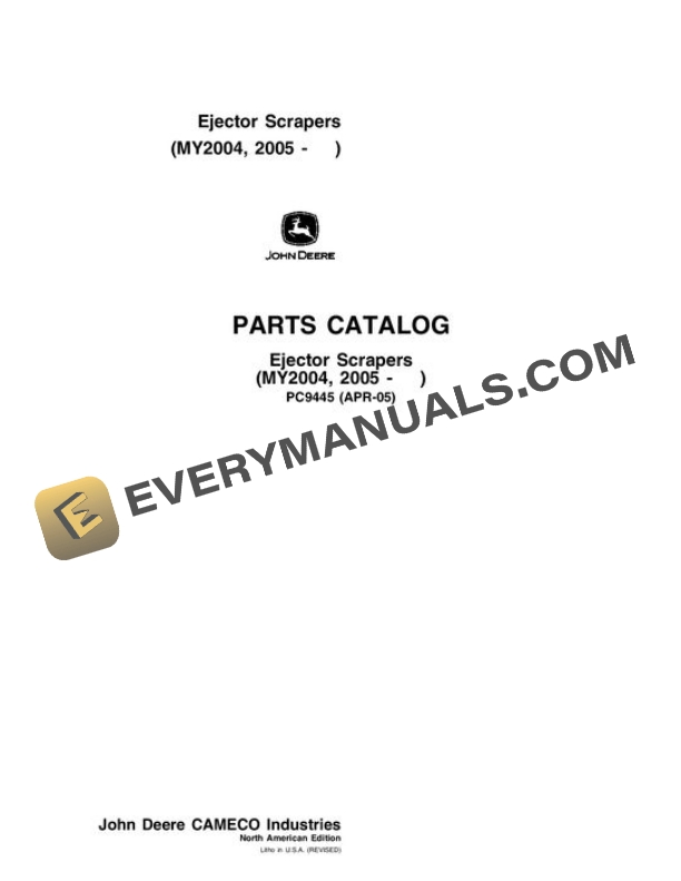 John Deere 1810E 1814E 1512E 2112E Scraper Parts Catalog PC9445