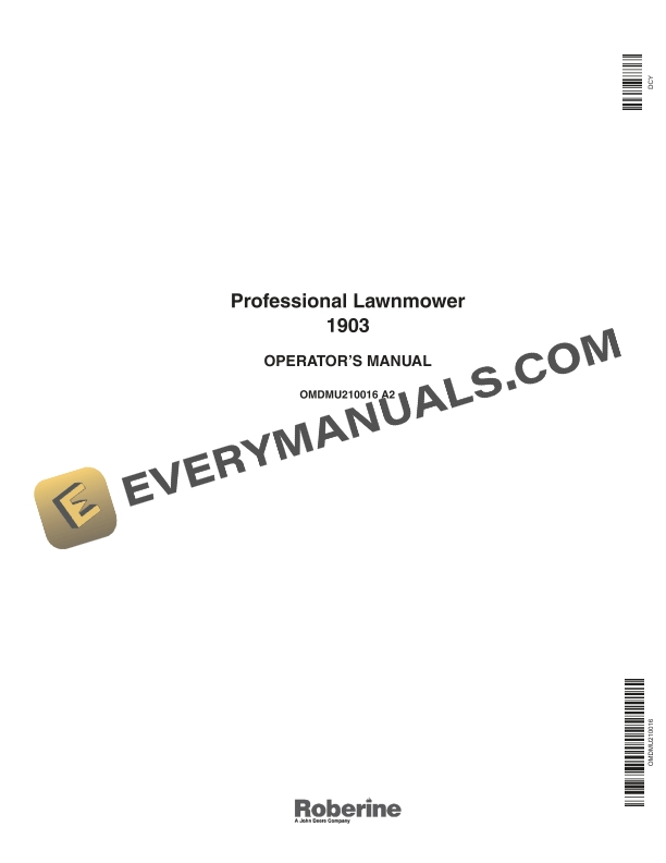 John Deere 1903 Professional Lawnmower Operator Manual OMDMU210016