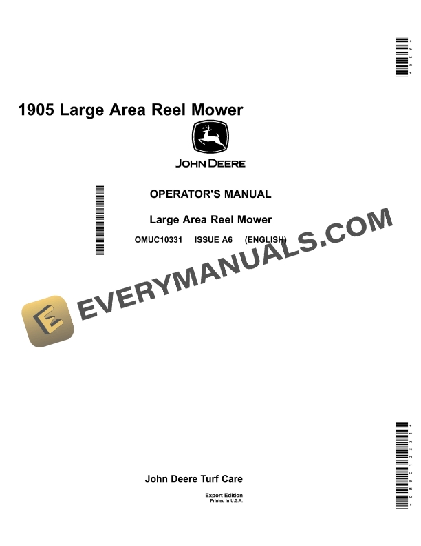 John Deere 1905 Large Area Reel Mower Operator Manual OMUC10331 1