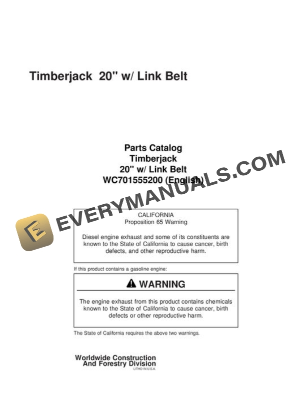 John Deere 20 Attachment Parts Catalog WC701555200