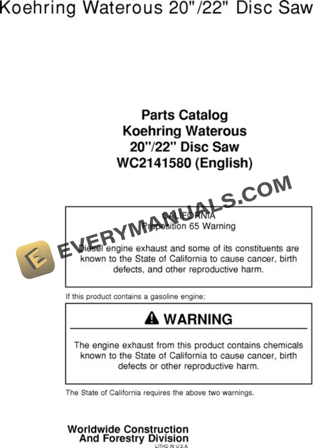 John Deere 20 Inch 22 Inch Felling Head Parts Catalog WC2141580