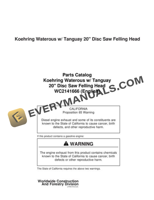 John Deere 20 Inch Attachment Parts Catalog WC2141666