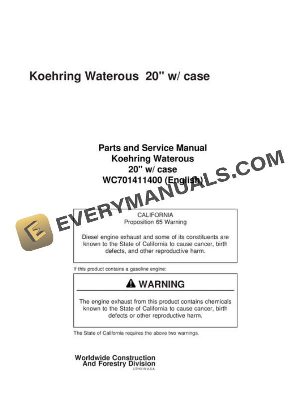 John Deere 20 Inch Attachment Parts Catalog WC701411400