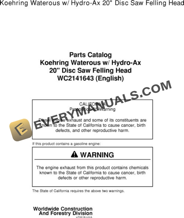 John Deere 20 Inch Felling Head Parts Catalog WC2141643 1 John Deere 20 Inch Felling Head Parts Catalog WC2141643