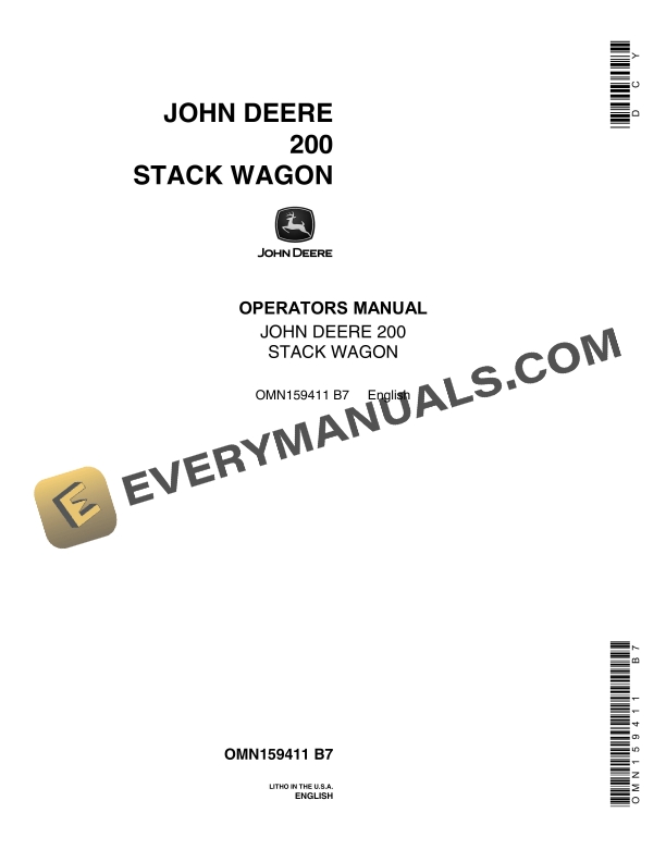 John Deere 200 STACK WAGON Operator Manual OMN159411 1