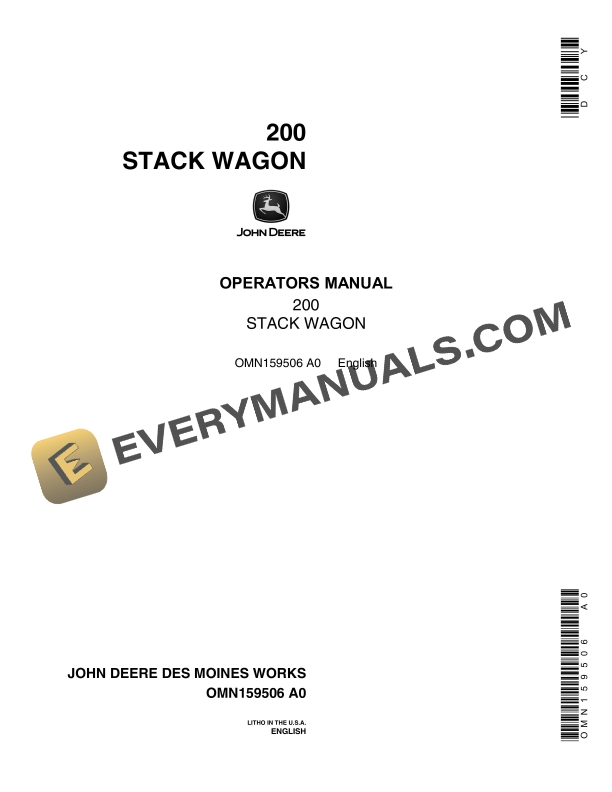 John Deere 200 STACK WAGON Operator Manual OMN159506 1