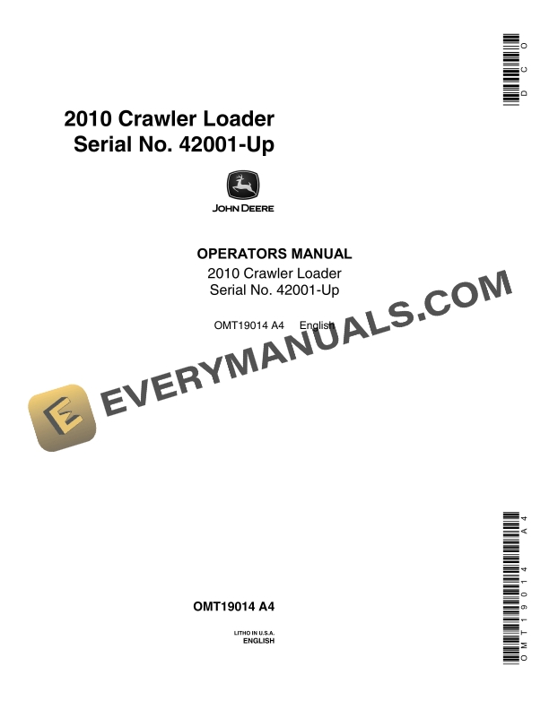 John Deere 2010 Crawler Loader Operator Manual OMT19014 1
