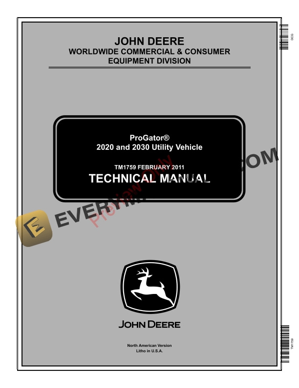 John Deere 2020 and 2030 ProGator Technical Manual TM1759 01FEB11 1