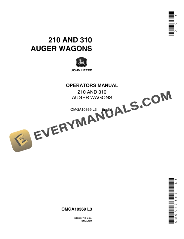 John Deere 210 AND 310 AUGER WAGON Operator Manual OMGA10369 1