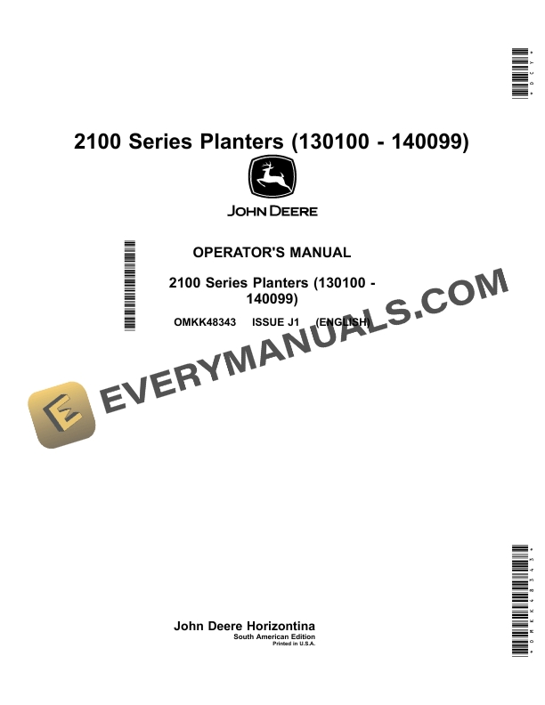 John Deere 2100 Series Planter Operator Manual OMKK48343 2 John Deere 2100 Series Planter Operator Manual OMKK48343 1