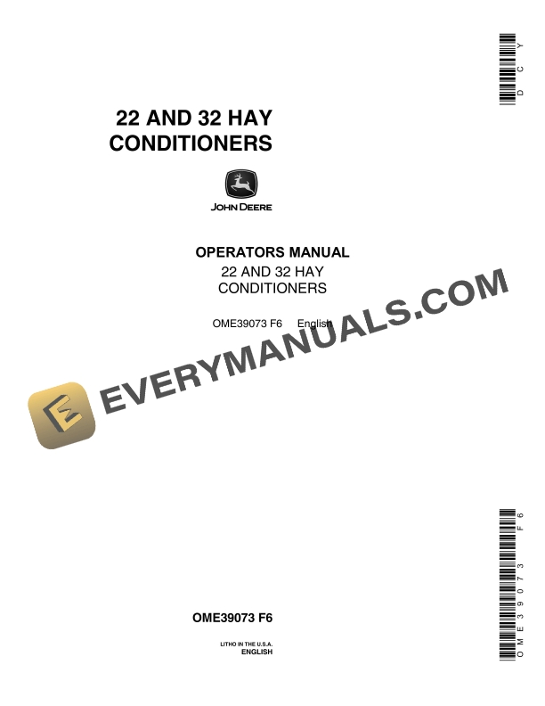 John Deere 22 AND 32 HAY CONDITIONERS Operator Manual OME39073 1