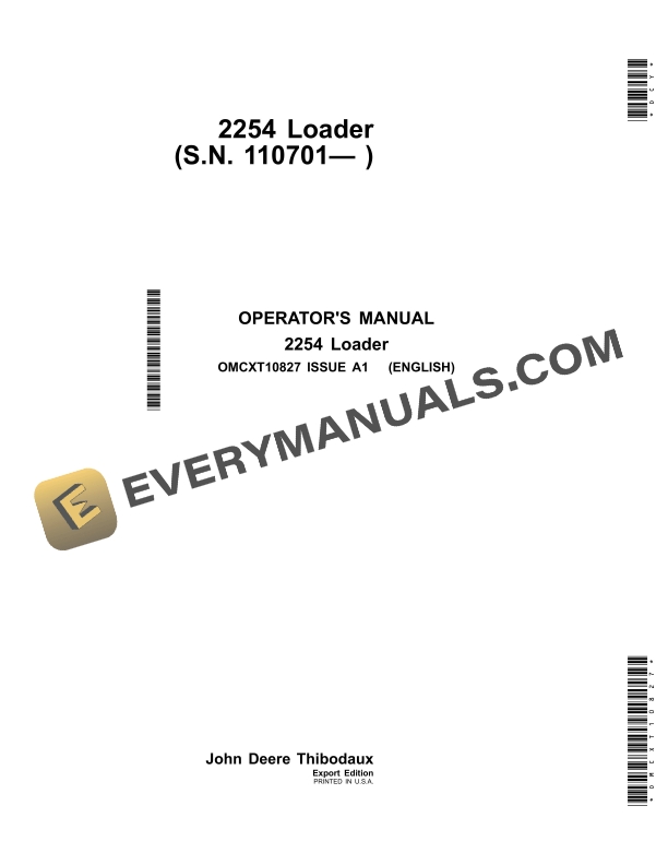 John Deere 2254 Loader Operator Manual OMCXT10827 1