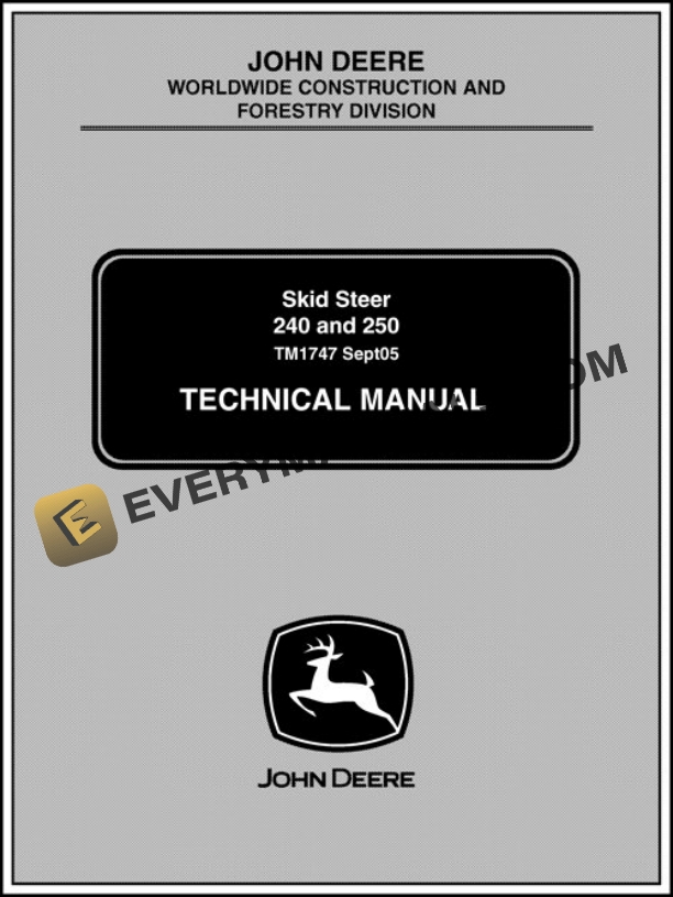 John Deere 240 250 Skid Steer Repair Manual TM1747