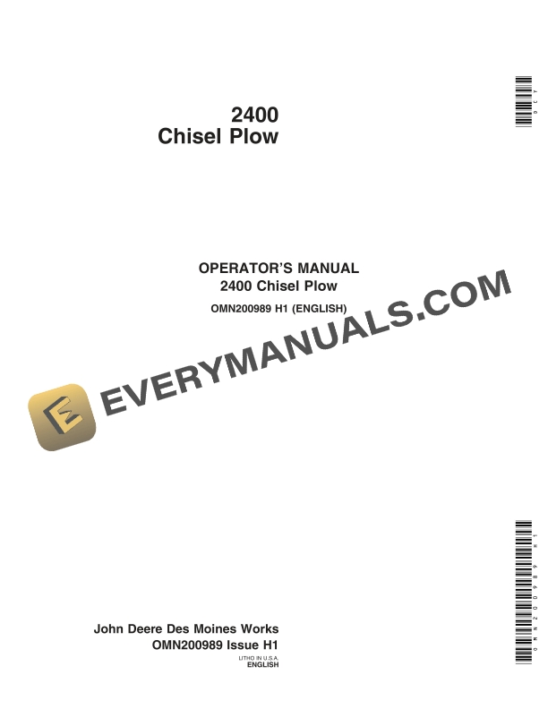 John Deere 2400 Chisel Plow Operator Manual OMN200989 1