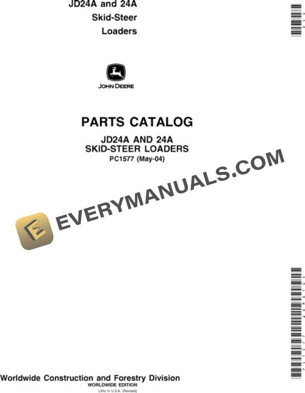 John Deere 24A Skid Steer Parts Catalog PC1577