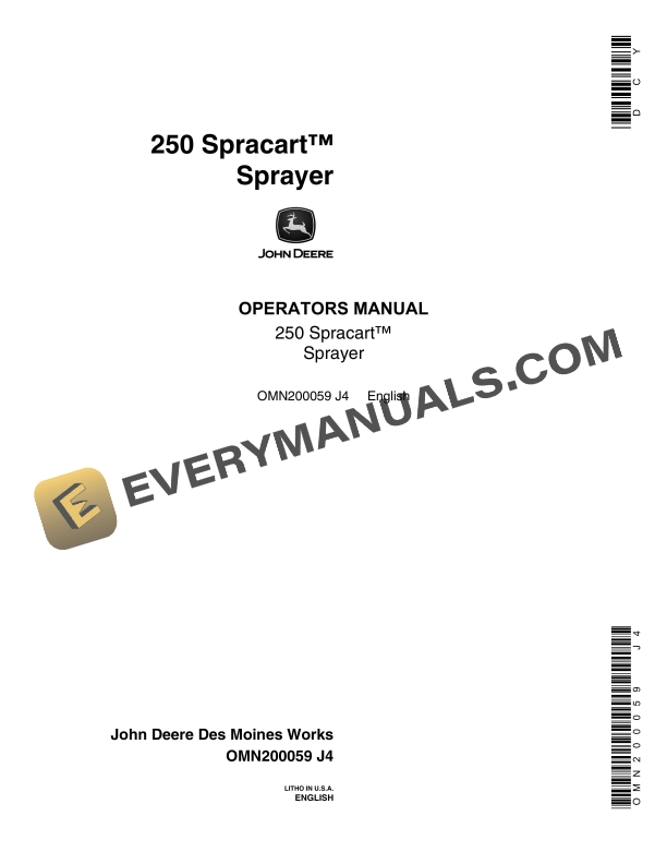 John Deere 250 Spracart Sprayer Operator Manual OMN200059 1