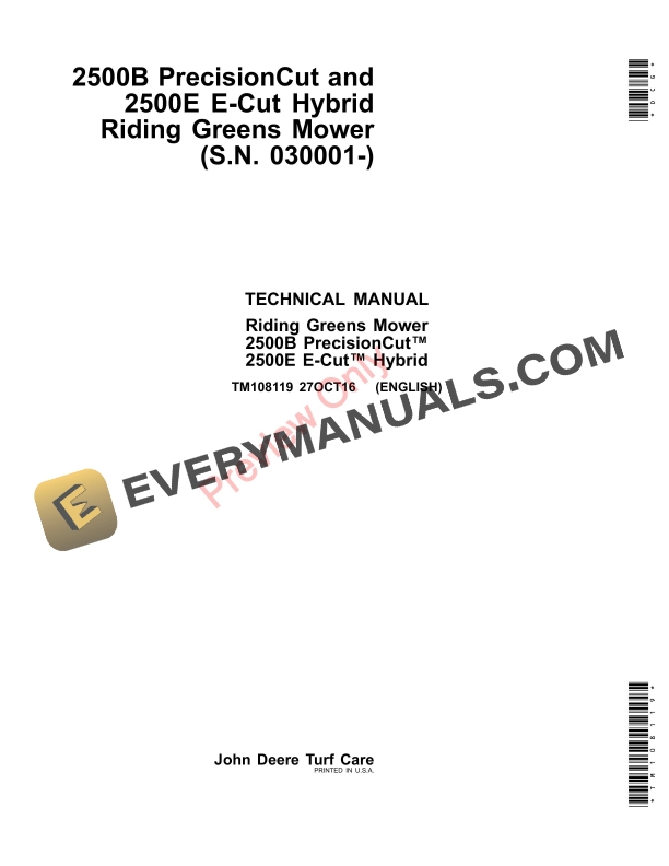 John Deere 2500B PrecisionCut and 2500E E Technical Manual TM108119 27OCT16 1
