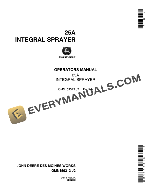 John Deere 25A INTEGRAL SPRAYER Operator Manual OMN159313 1