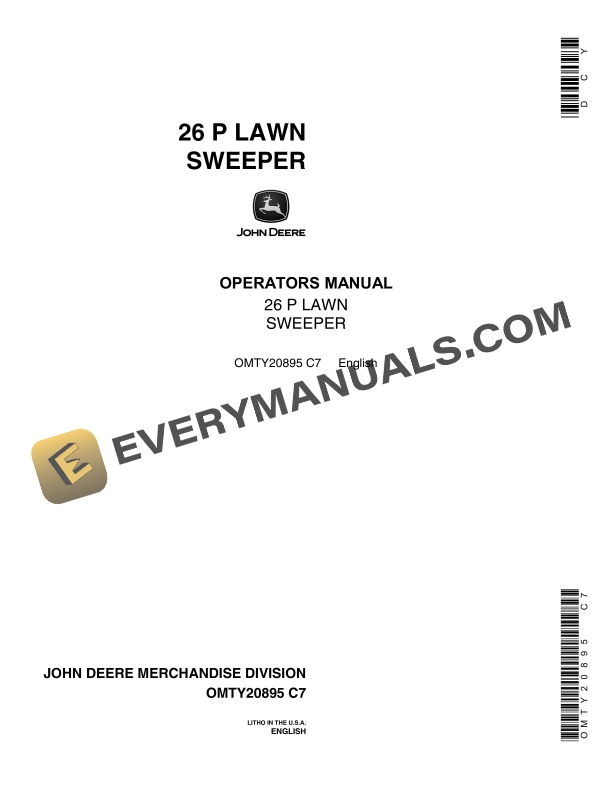John Deere 26 P LAWN SWEEPER Operator Manual OMTY20895 1