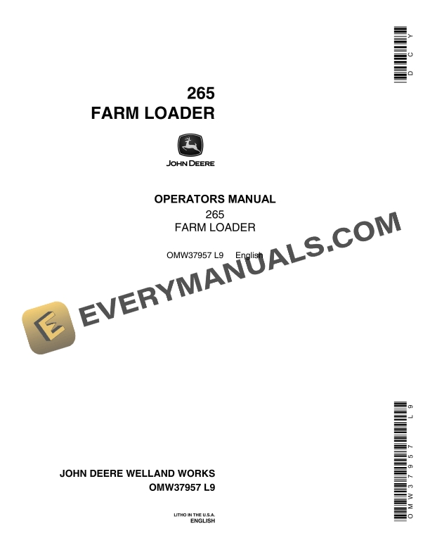 John Deere 265 Farm Loaders Operator Manual OMW37957