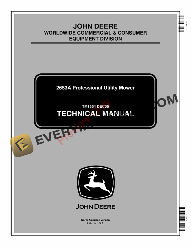 John Deere 2653A Professional Utility Mower Technical Manual TM1554 01DEC05