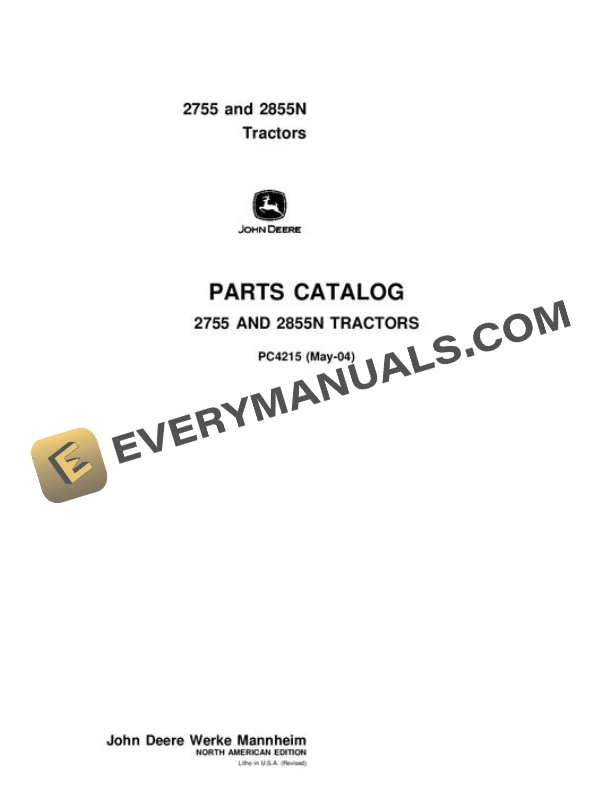John Deere 2755 2855N Tractor Parts Catalog PC4215