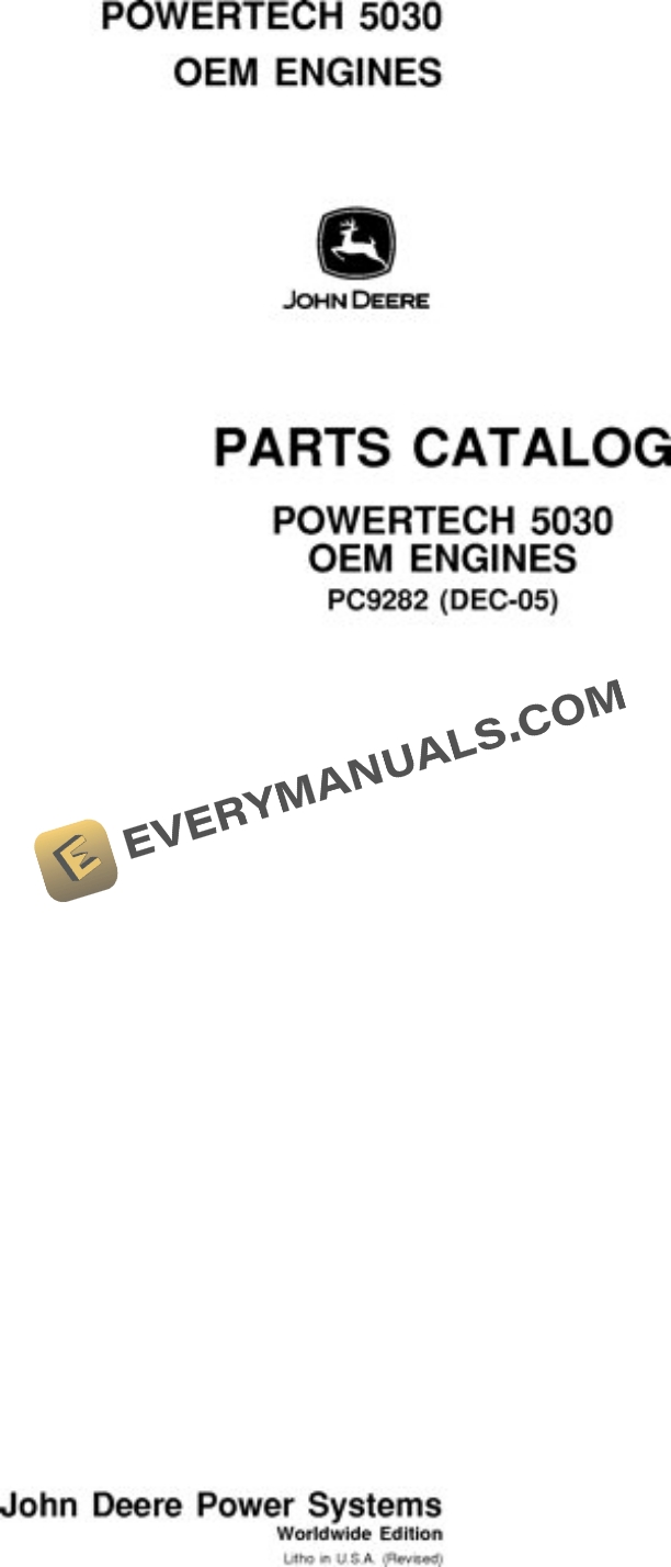 John Deere 3.0L 5030HF220 to 5030TF270 Engine Parts Catalog PC9282