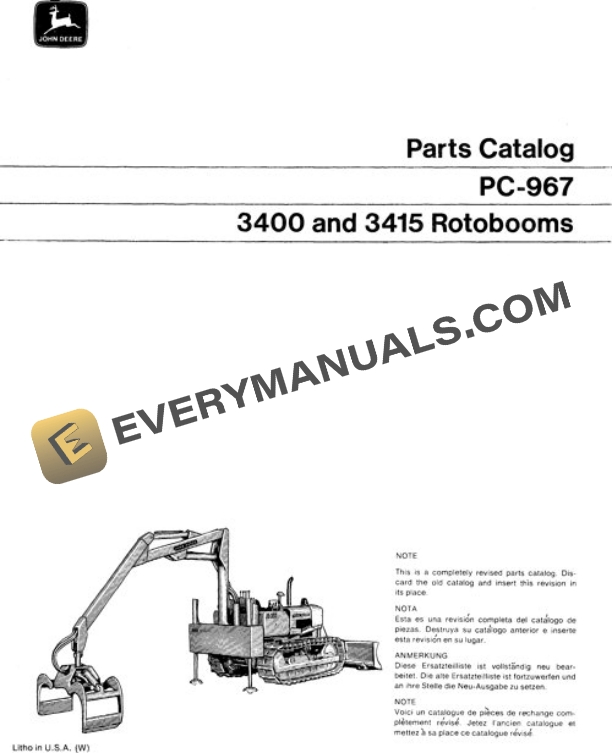 John Deere 3400 3415 Attachment Parts Catalog PC967 1 John Deere 3400 3415 Attachment Parts Catalog PC967
