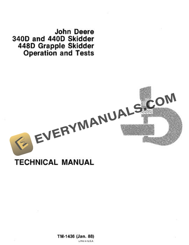 John Deere 340D 440D 448D Skidder Test Manual TM1436
