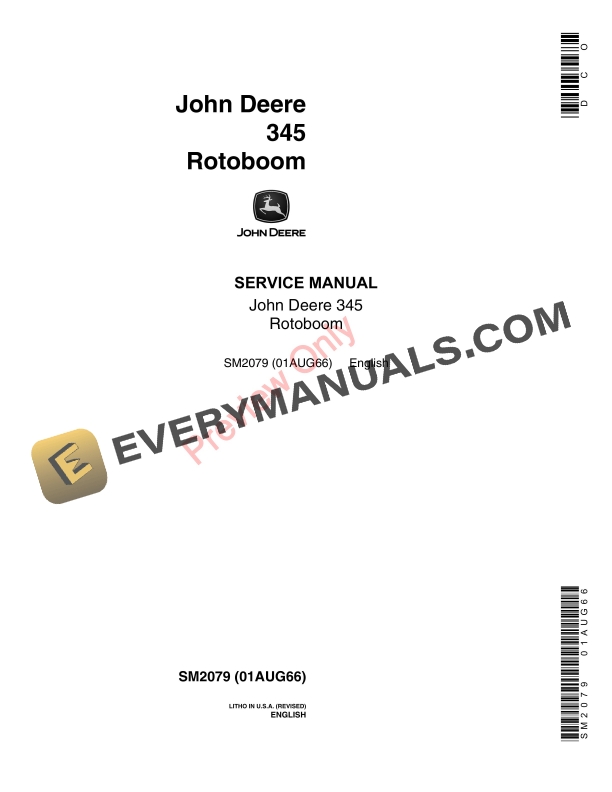 John Deere 345 Rotoboom Service Manual SM2079 01AUG66