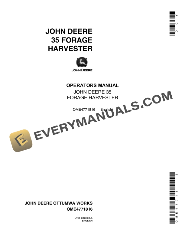 John Deere 35 Forage Harvesters Operator Manual OME47718 1