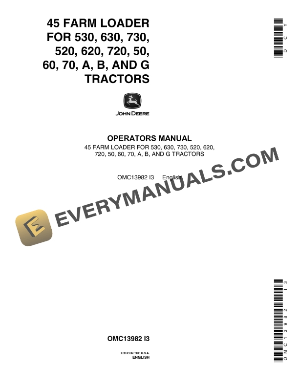 John Deere 35 SERIES 1 FARM LOADERS Operator Manual OMC13982 1