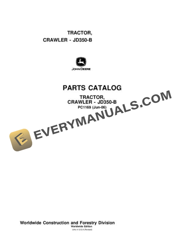 John Deere 350B Crawler Parts Catalog PC1169