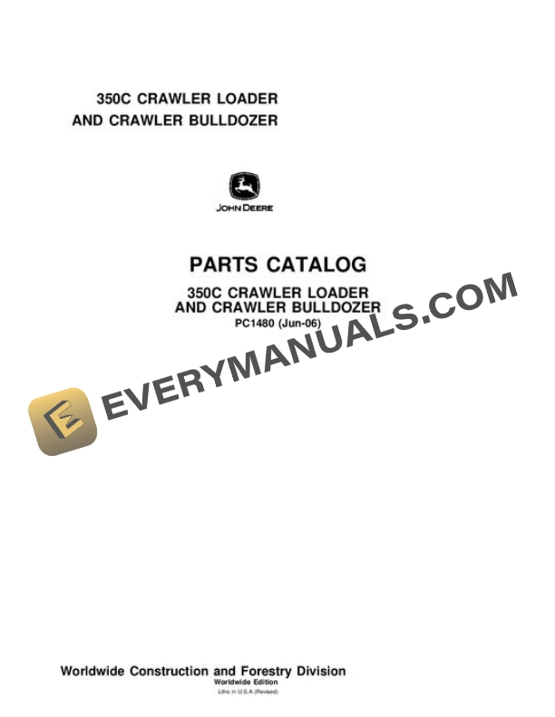 John Deere 350C Crawler Parts Catalog PC1480
