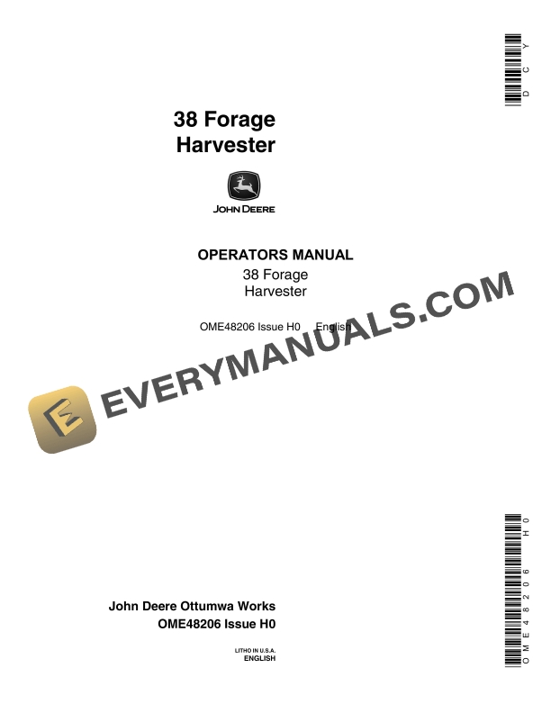 John Deere 38 Forage Harvesters Operator Manual OME48206 1