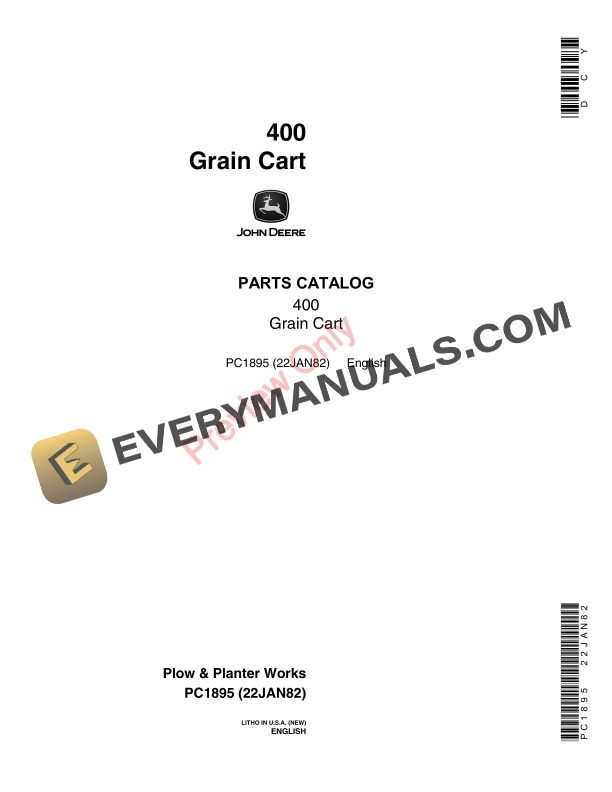 John Deere 400 Grain Cart Parts Catalog PC1895 22JAN82 1 John Deere 400 Grain Cart Parts Catalog PC1895 22JAN82 1