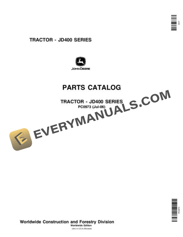 John Deere 400 Tractor Parts Catalog PC0973