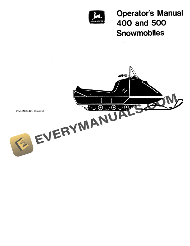 John Deere 400 and 500 Snowmobile Operator Manual OMM63442