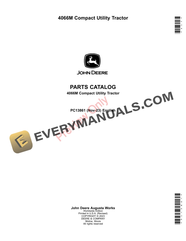John Deere 4066M Compact Utility Tractor Parts Catalog PC13861 19NOV23 1