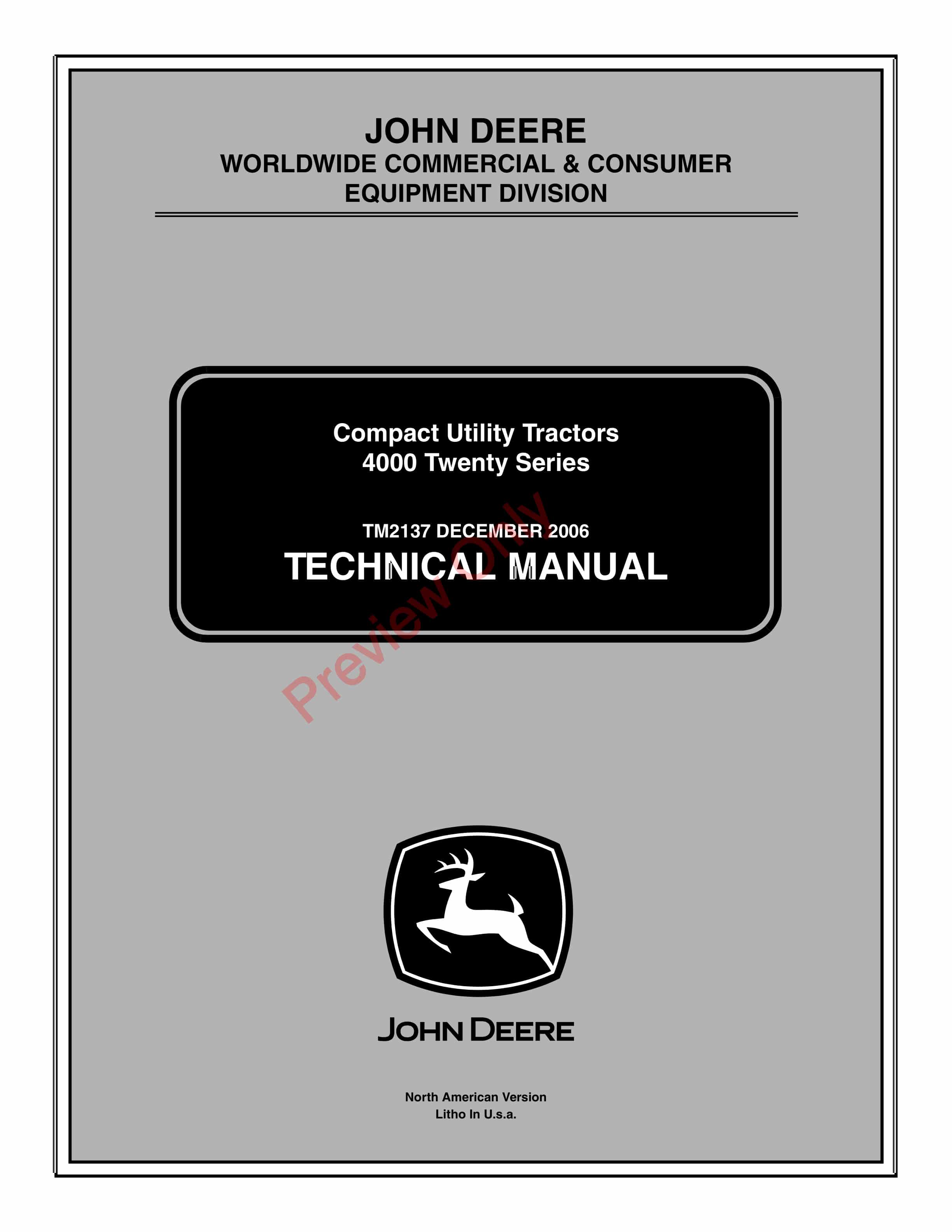 John Deere 4120 120101 610000 4320 130101 Technical Manual TM2137 01DEC06 1