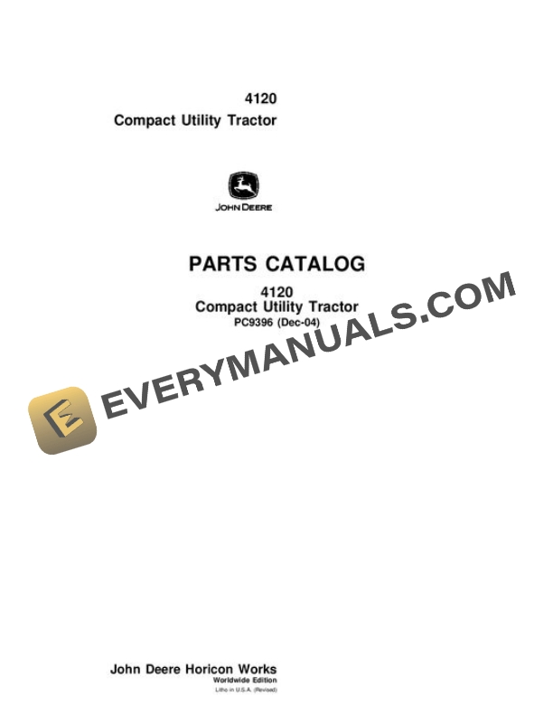 John Deere 4120 Compact Utility Tractor Parts Catalog PC9396