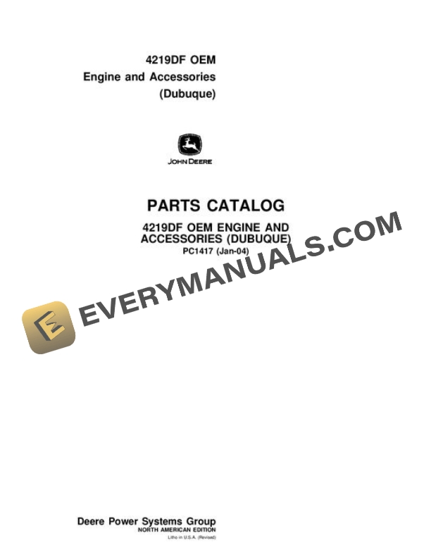John Deere 4219 Engine Parts Catalog PC1417