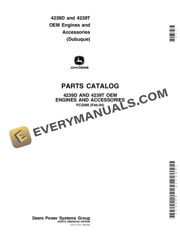 John Deere 4239D 4239T Engine Parts Catalog PC2298