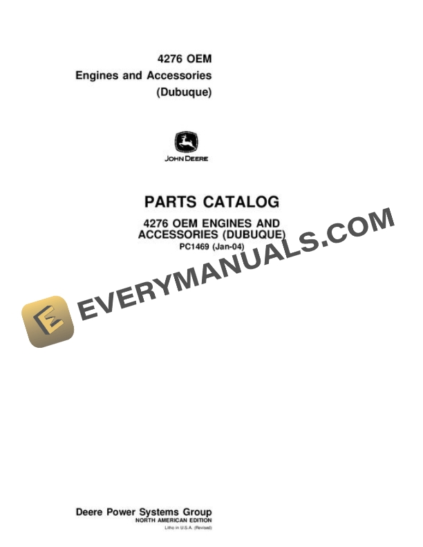 John Deere 4276 Engine Parts Catalog PC1469