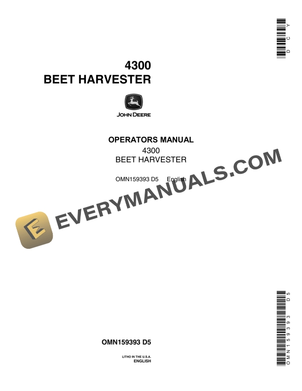 John Deere 4300 Beet Harvesters Operator Manual OMN159393