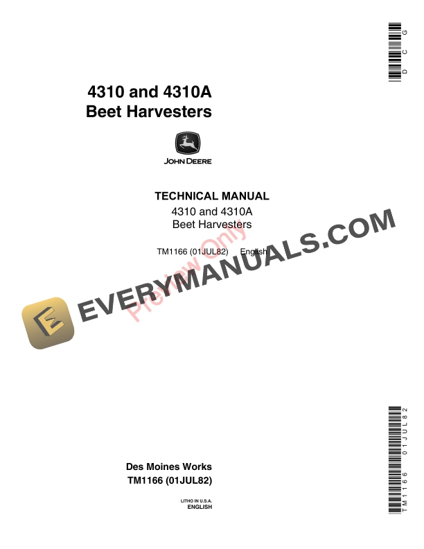 John Deere 4310 Beet Harvster Technical Manual TM1166 01JUL82 1 John Deere 4310 Beet Harvster Technical Manual TM1166 01JUL82 1