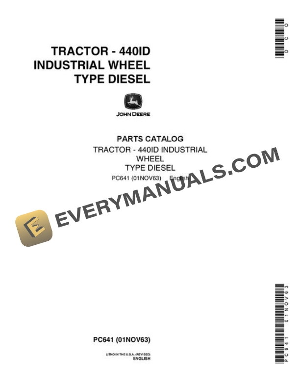 John Deere 440ID Tractor Parts Catalog PC641