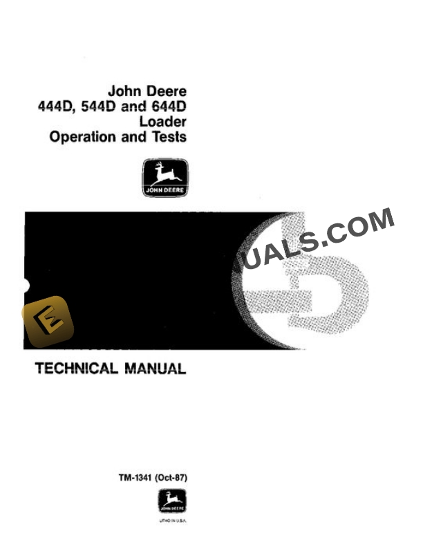 John Deere 444D 544D 644D Loader Test Manual TM1341OP