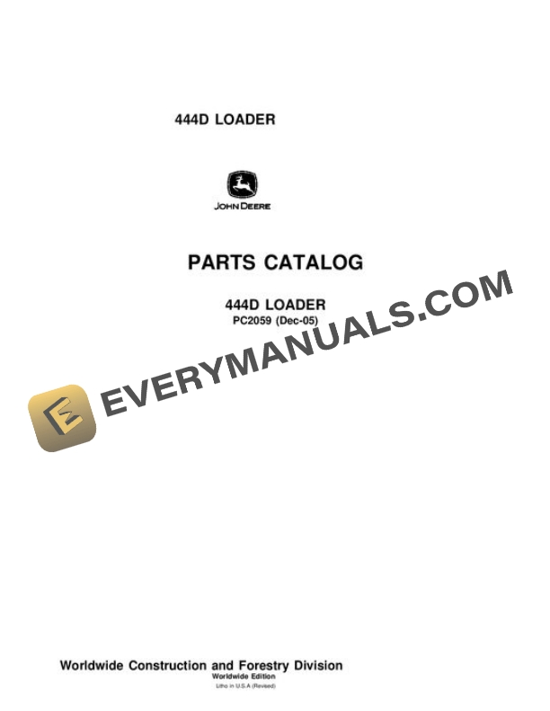 John Deere 444D Loader Parts Catalog PC2059