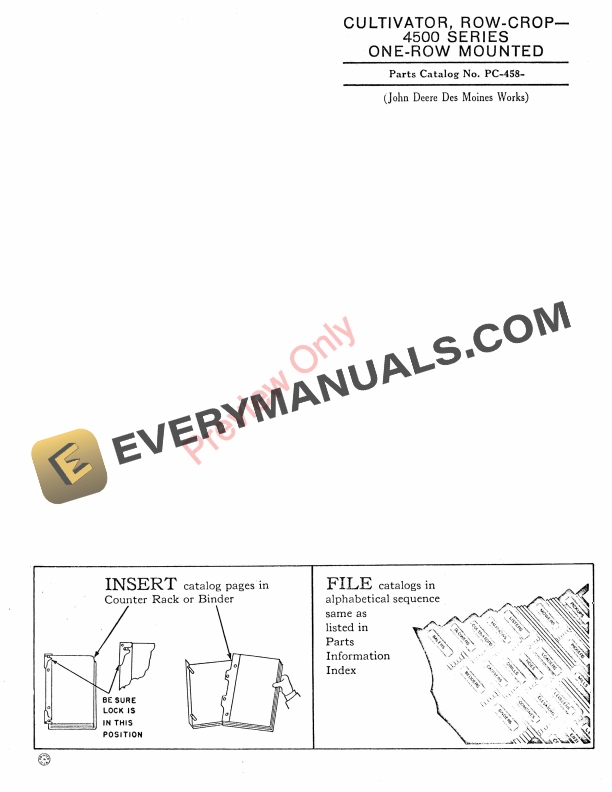 John Deere 4500 Series Row Crop Cultivator Parts Catalog PC458 01DEC56 1